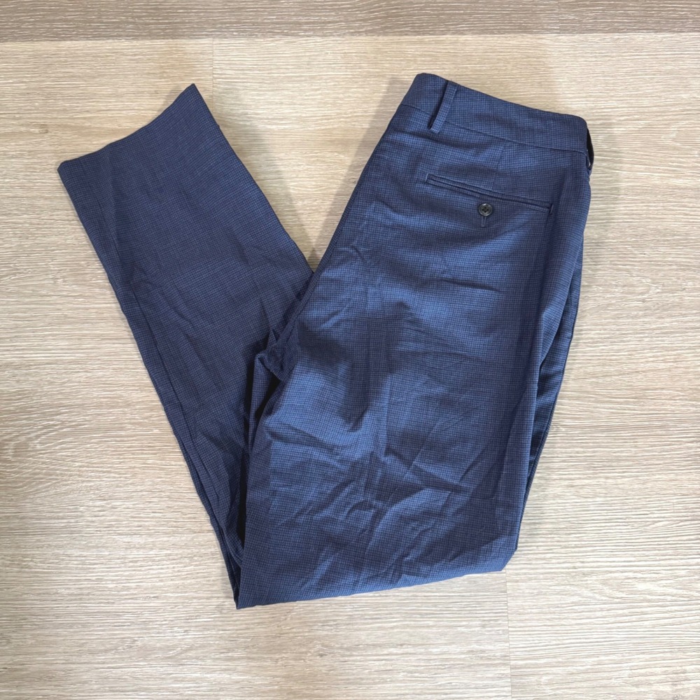 Bonobos Dress Pants Mens 34 Blue Athletic Fit Wool Blend Check 26671-BOW36